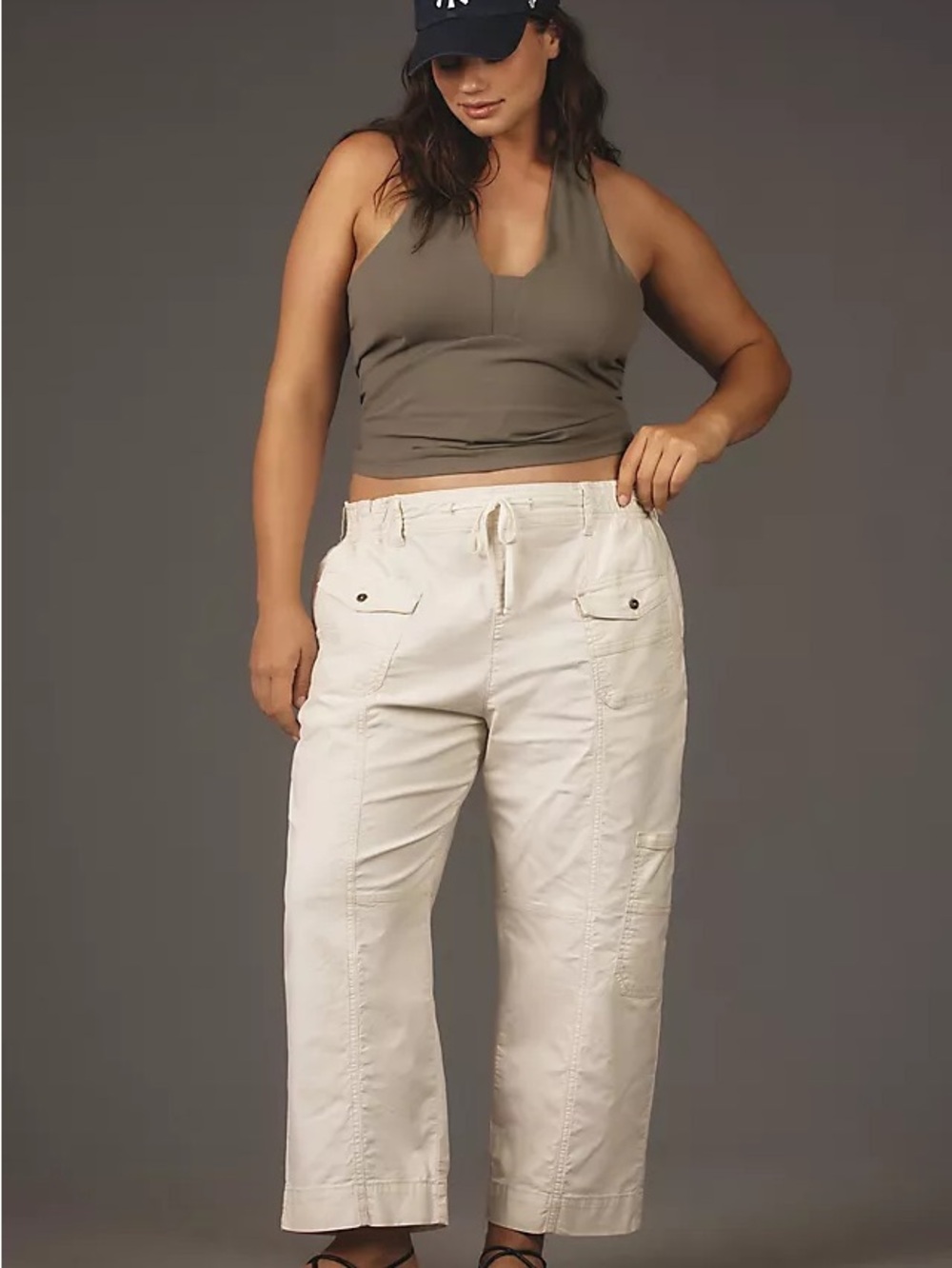 Pilcro Off-White Wide Leg Cargo Pants